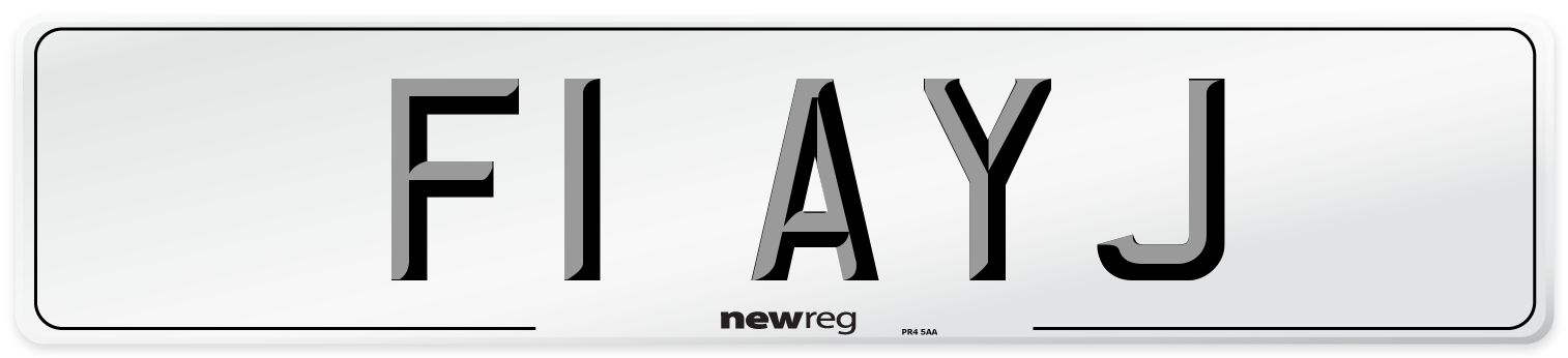 F1 AYJ Number Plate from New Reg